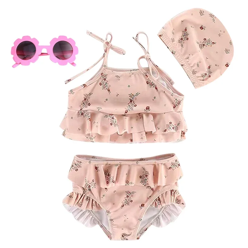 Maiô infantil estampado floral, biquíni bebê menina, maiô bonito de praia, novo, 1 pc, verão