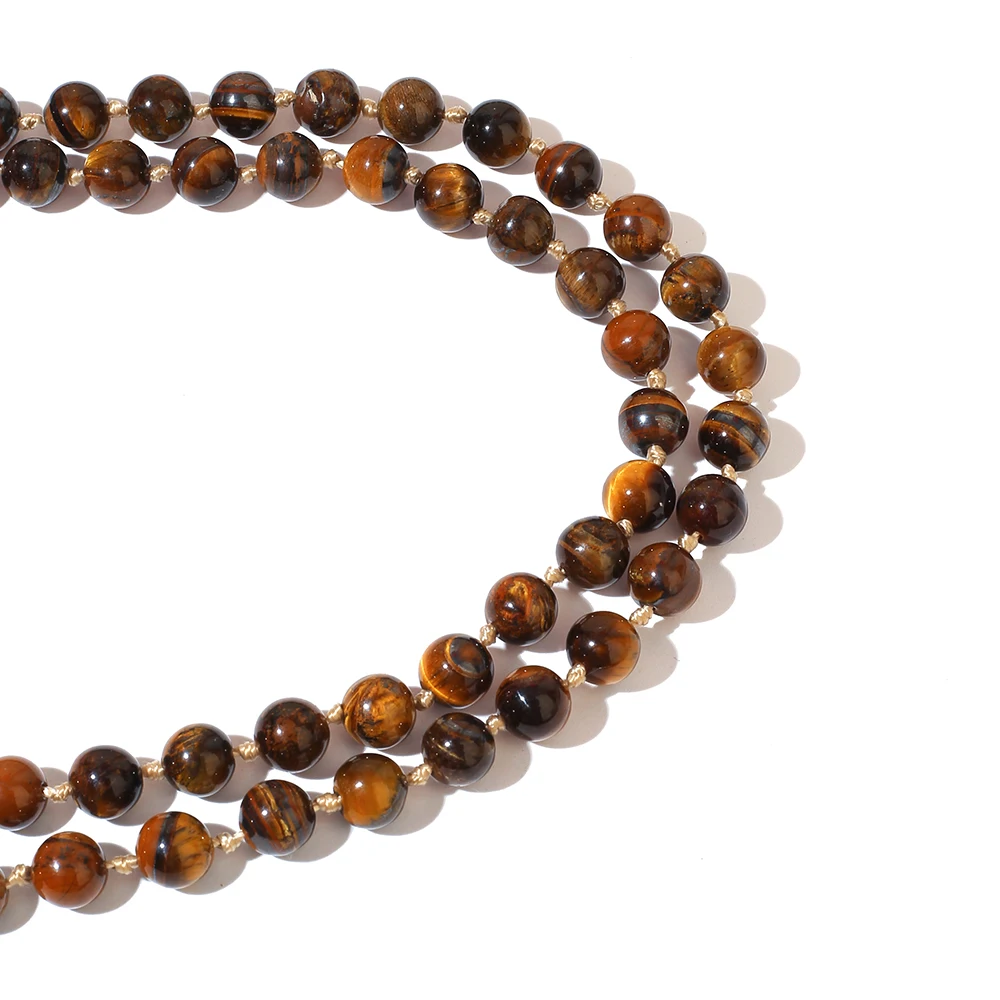 8mm Natürliche Gelbe Tigerauge-Perlenkette 108 Mala-Halskette Meditations-Gebetskette Japamala-Schmuck für Männer und Frauen – Detail 2
