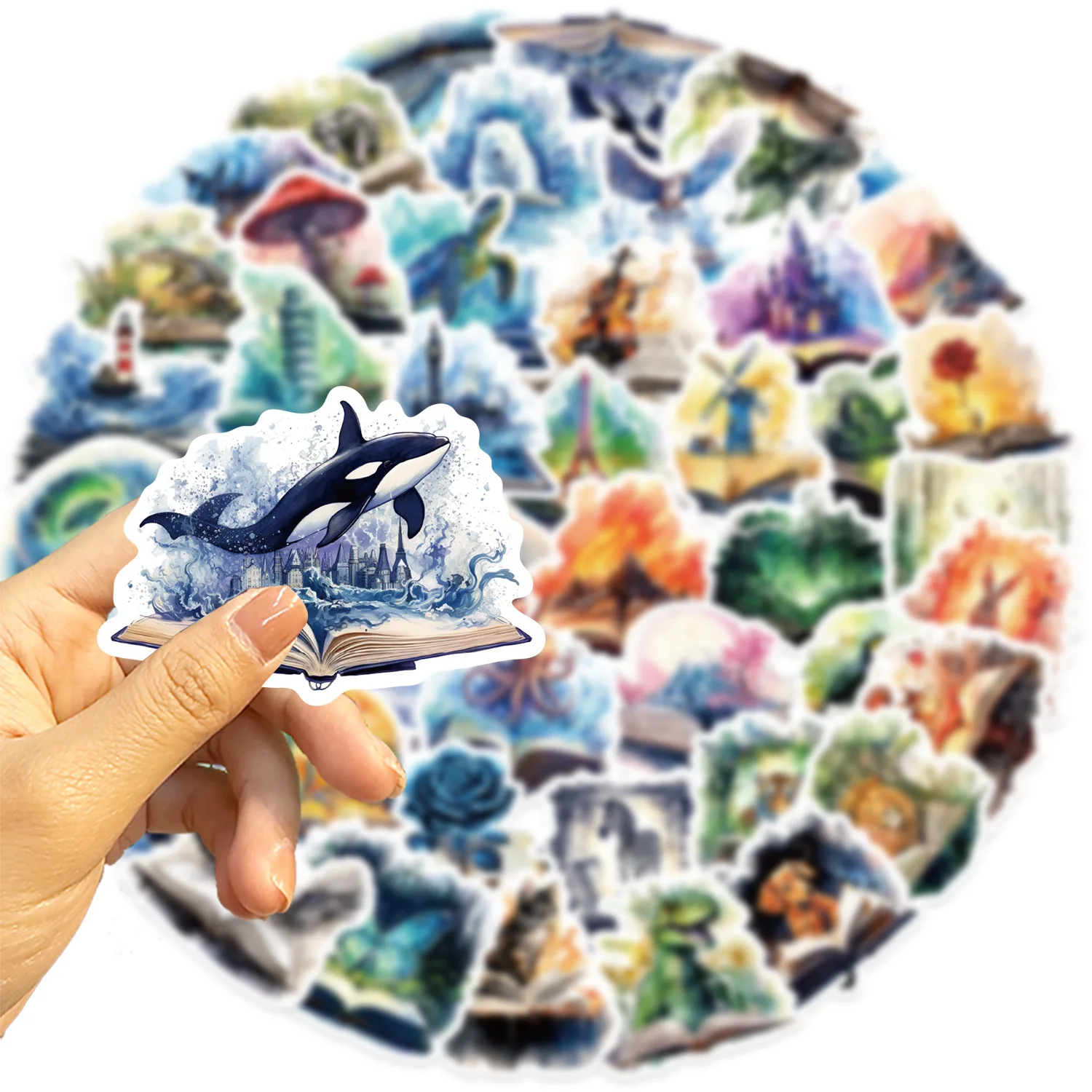50Pcs The World in Books Stickers Pack for Kids Teens Boys Girls, Waterproof Vinyl Stickers for Water Bottle Laptop Phone