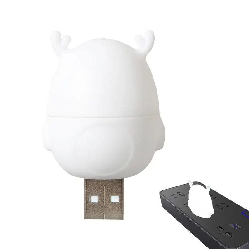 Luz de noche de ciervo para bebé, lámpara de Noche Blanca/cálida, Plug And Play, recargable por USB para niños, regalo para bebé, dormitorio de cabecera