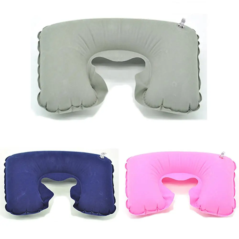 Air Cushion Pillow Inflatable Travel Air Cushion Neck Rest U Shape Plane Flight Pillow Inflatable Neck Pillow Short Plush Cover