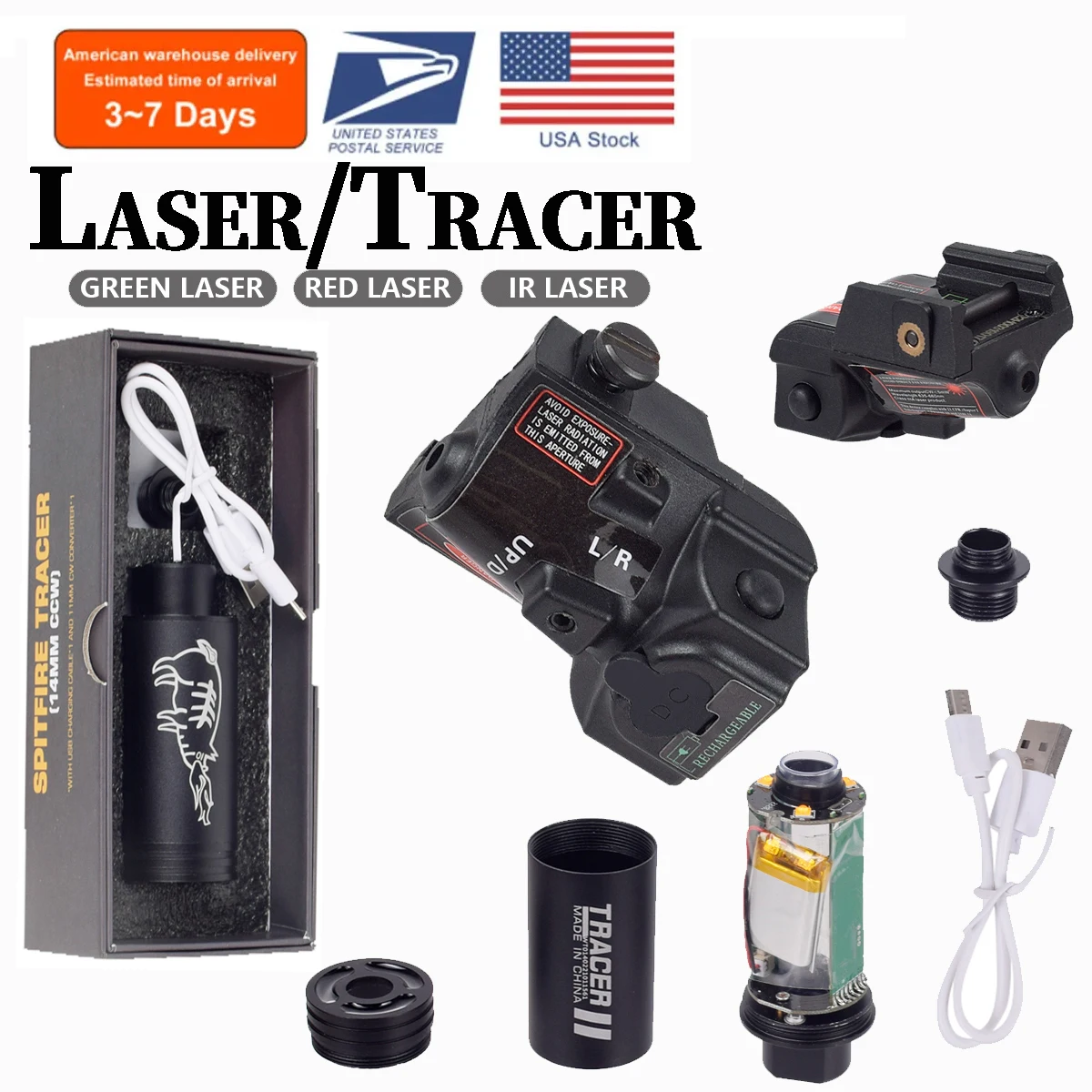 Tactical Red Green Laser Sight Scope Pointer Pistol Airsoft Tracer Unit Glock P320 Beretta Px4 Taurus G2c Pistola US Warehouse