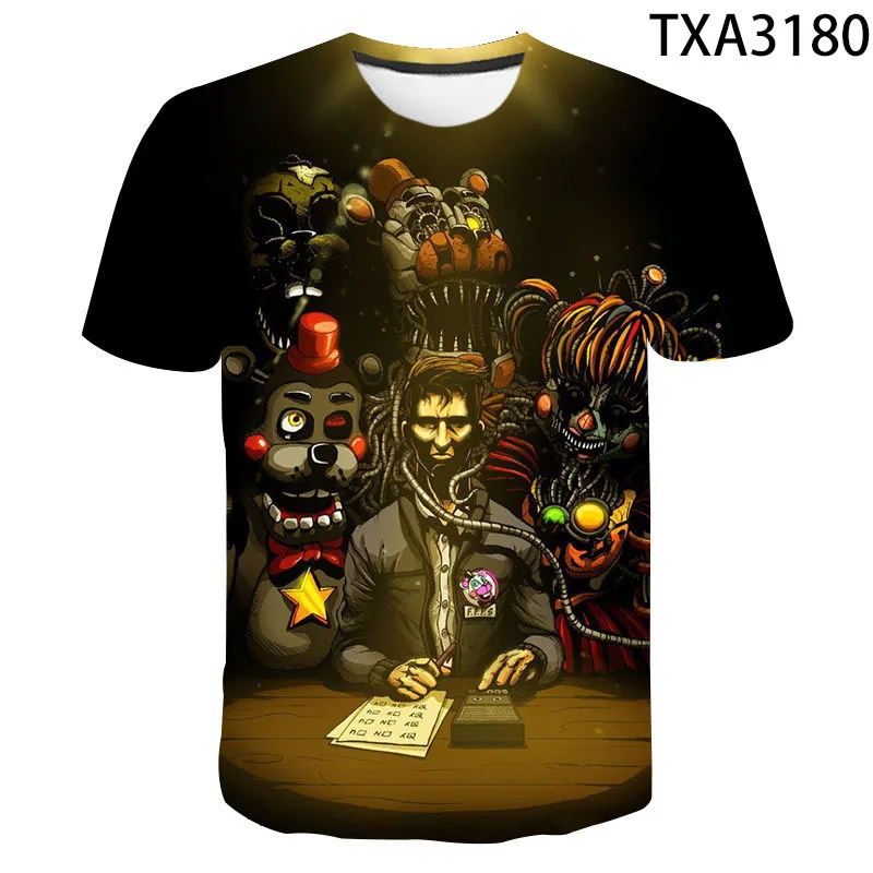 Summer New Fnaf Fashion Cartoon Animation T-Shirt 3D Pattern Printing Children Adult Hip-Hop Style T Shirt Street Short-Sleeved