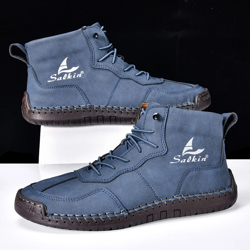 

Men's and women's leather shoes, high-top handmade boots, vintage spring and summer short boots36-48