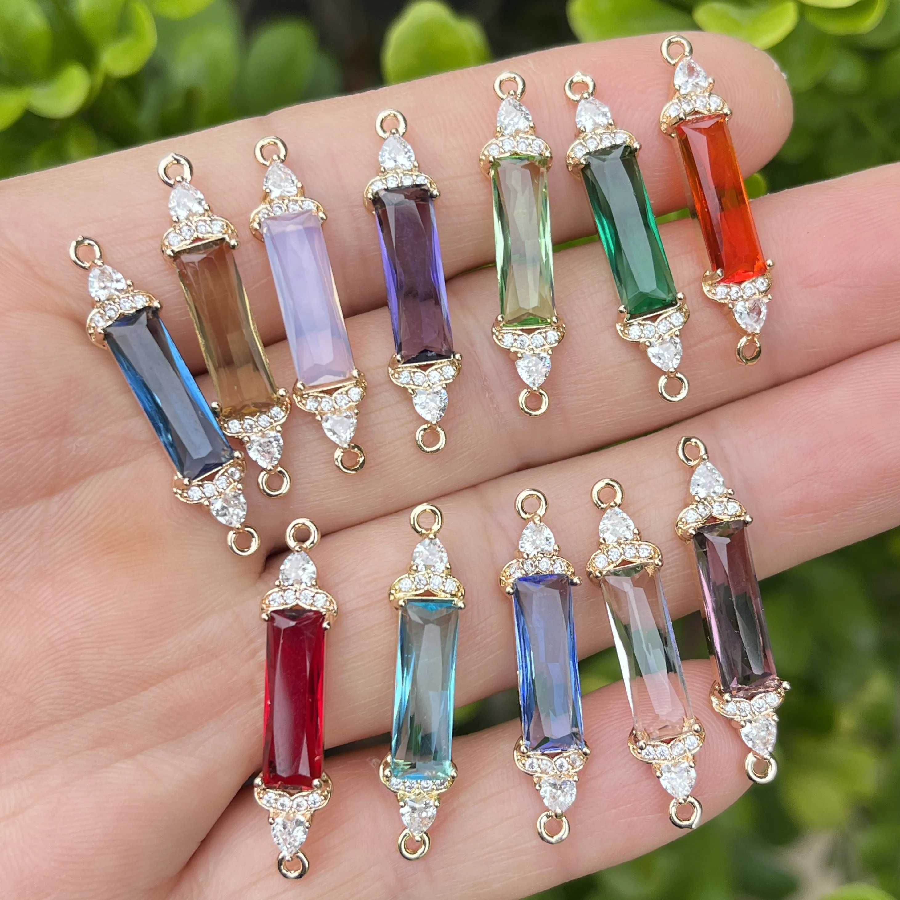 20pcs/ Bag New Micro inlaid Rectangular Zircon Pendant for Women's Light Luxury Fashion Accessories Manufacturing Accessories