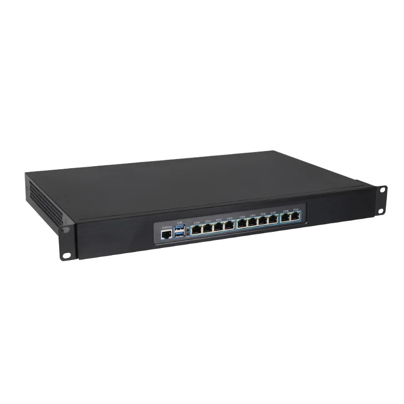 1U Rack Firewall Appliance VPN Gateway Network Server Intel Pentium 4417U 10x 2.5G Ethernet OPNsense Pfsense MIKROTIK