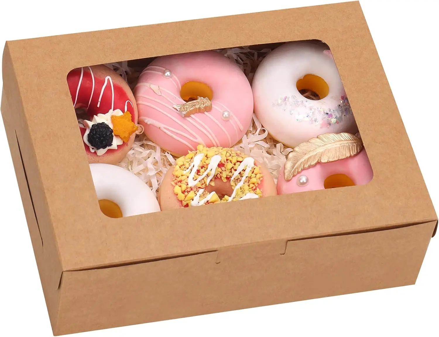 

12pcs 8x6x2.5 Inches Bakery Boxes with Window for Cookies, Donuts, Cupcakes, Muffins and Dessert