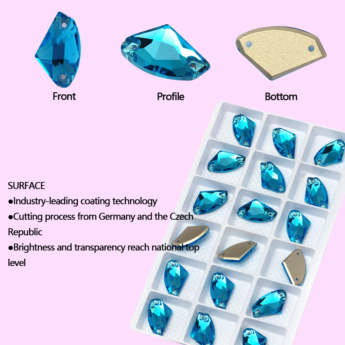 PUBRILEX Glitter Sew On Rhinestones Edges with Chamfers Glass Jewelry Decorations Crystal Stones for Garment DIY Accessories