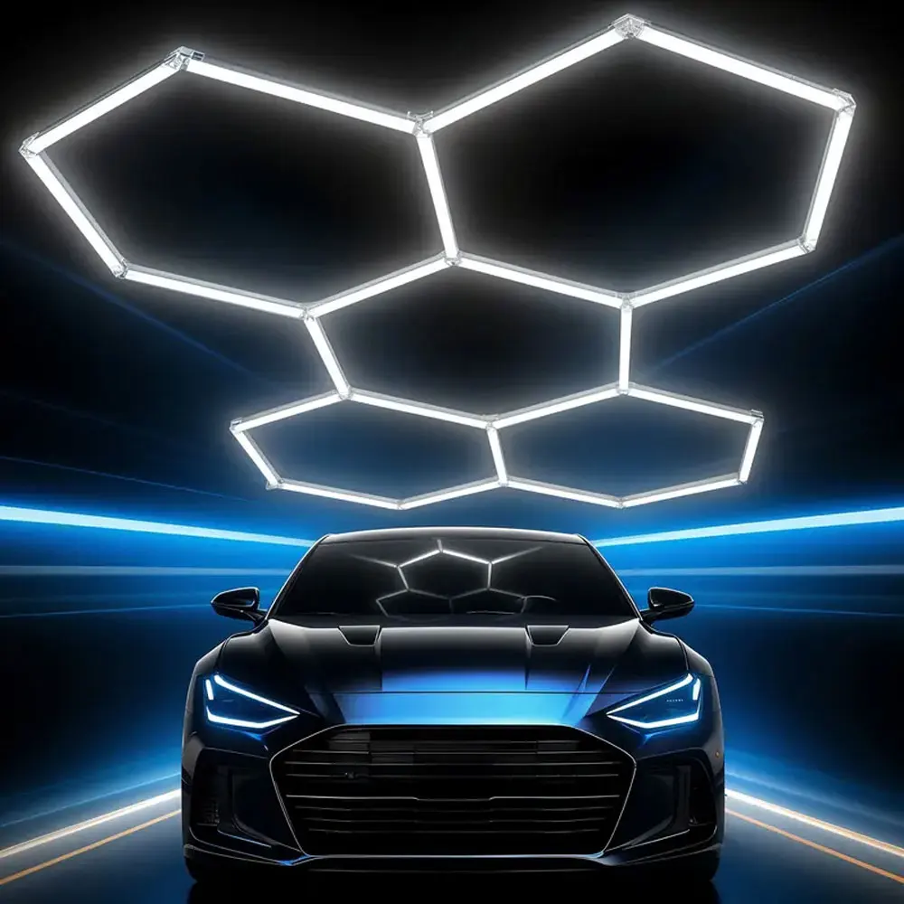 

3-28 Pack Hexagon Garage Light Car Tubes 110V 6500K Super Bright Led Lights Highly Efficient Honeycomb Auto Beauty Shop Gym