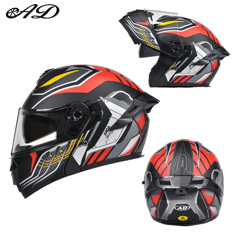 Motorcycle ABS Flip up Helmet with Dual Visor Open Face Design for Adults All Seasons Unisex Cycling Helmet Factory Wholesale