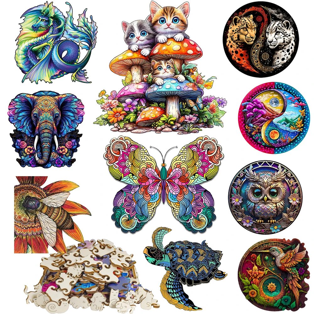 

Unique Wooden Jigsaw Puzzles - Animal & Fantasy Shaped Puzzles for Adults, Artistic Gifts for Puzzle Lovers
