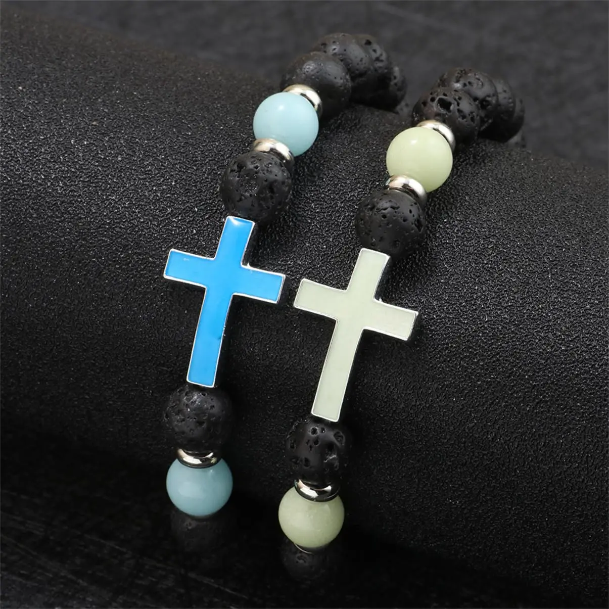 

Best Seller! Glow in The Dark Lava Rock Bracelet for Men, Natural Volcanic Stone Beads for Positive Energy & Protection