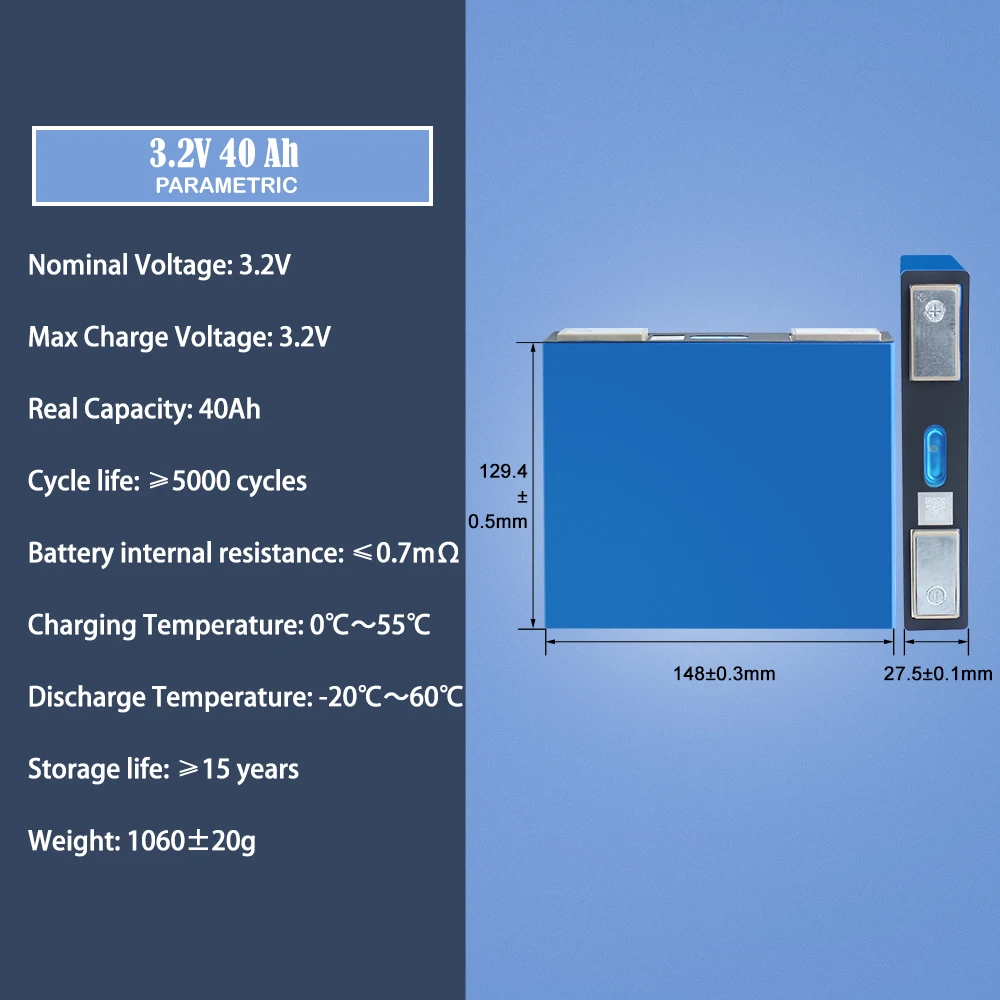 3.2V 40Ah Lifepo4 Lishen Original Brand New Rechargeable Cell Max 6C Discharge For DIY Power Tool Scooter Solar System RV