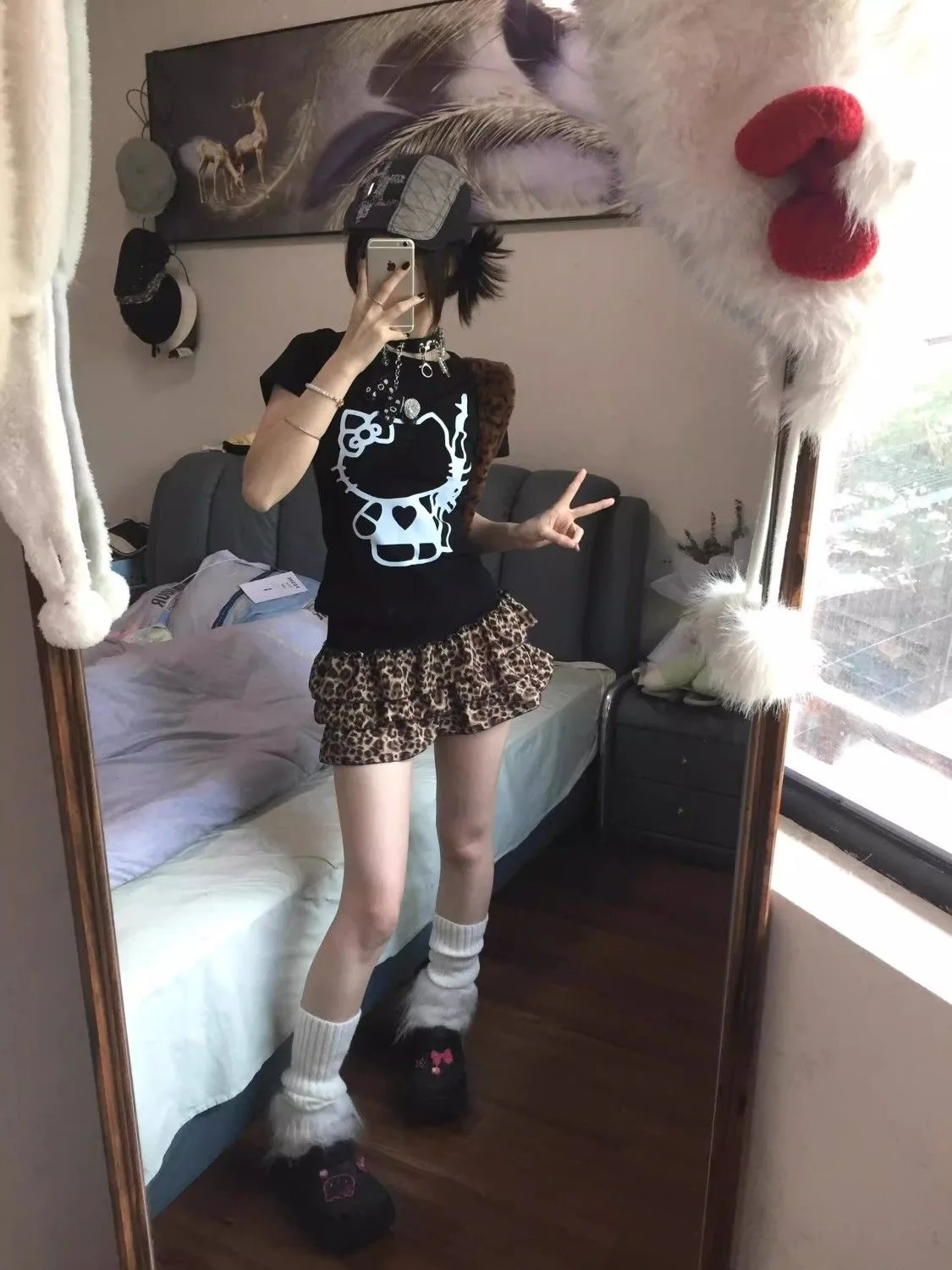 

Модный летний женский комплект из двух предметов: юбка-тортик с леопардовым принтом в стиле Y2K Millennium Harajuku Spicy Girl