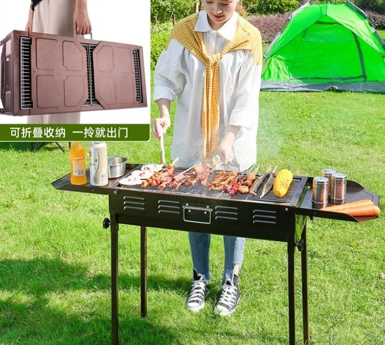 

Double-wing Large Stainless Steel Japanese-style Barbecue Grill, Multi-functional Outdoor Dinner Barbecue Grill for Frying