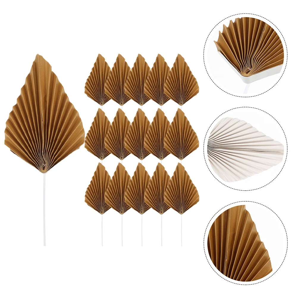 16 Pcs Palm Leaf Insert Leaves Cupcake Toppers Decoration Picks Birthday Ornament Wedding