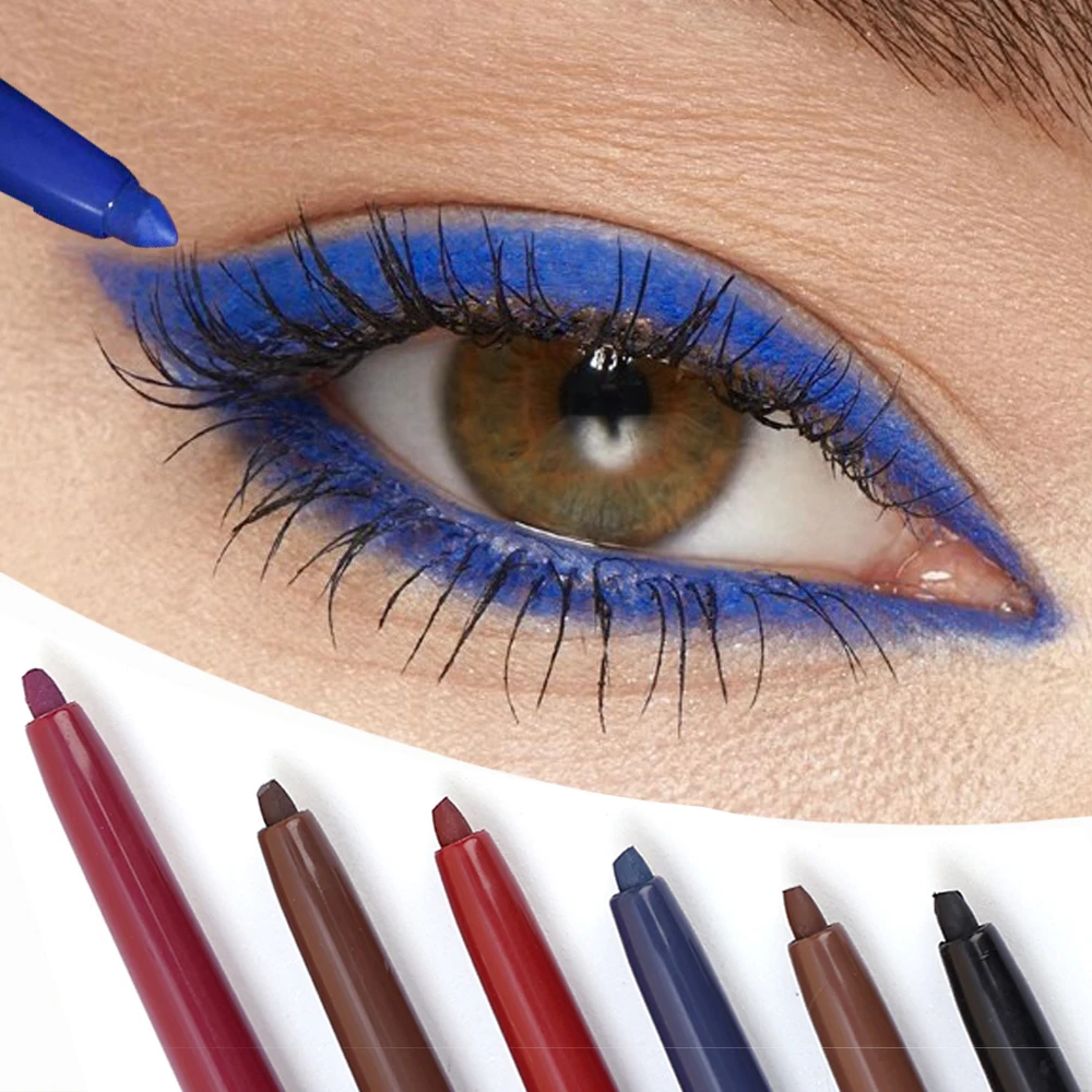 Colored Eyeliner Pencil Glue Pen Long-lasting Waterproof Eyeliner No Blooming Anti-smudge Brown Blue Red Color Eye Makeup Novice