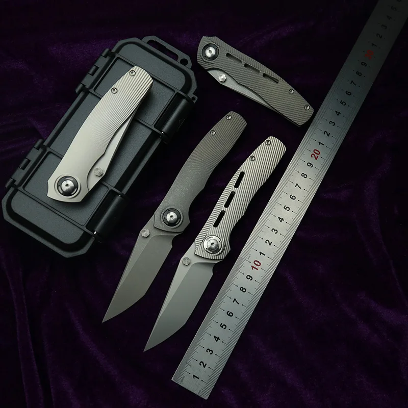 LEMIFSHE Dukling Real M390 Blade Titanium Handle Ceramic Bearings Pocket EDC Tool Camping Kitchen Outdoor Folding Knife