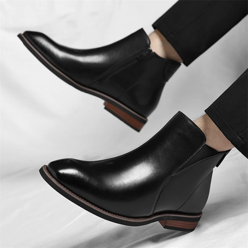 

Men's Derby High Top Leather Shoes Gentleman casual British style Work Business High quality adult plus size dress luxury Brown