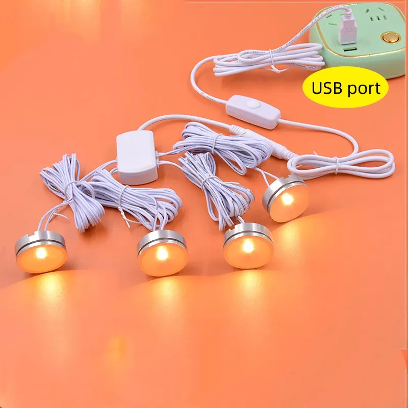 

LED Ultra-thin Wine Cabinet Display USB Spot Light Mini Model Hand Office Cabinet Lamp Scattered Brilliance Tone Light Spotlight