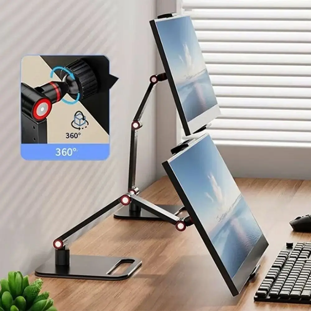 

360°Rotatable Portable Monitor Holder Adjustable Height Punch-Free Screen Holder Ergonomic Alloy Monitor Bracket Display Base