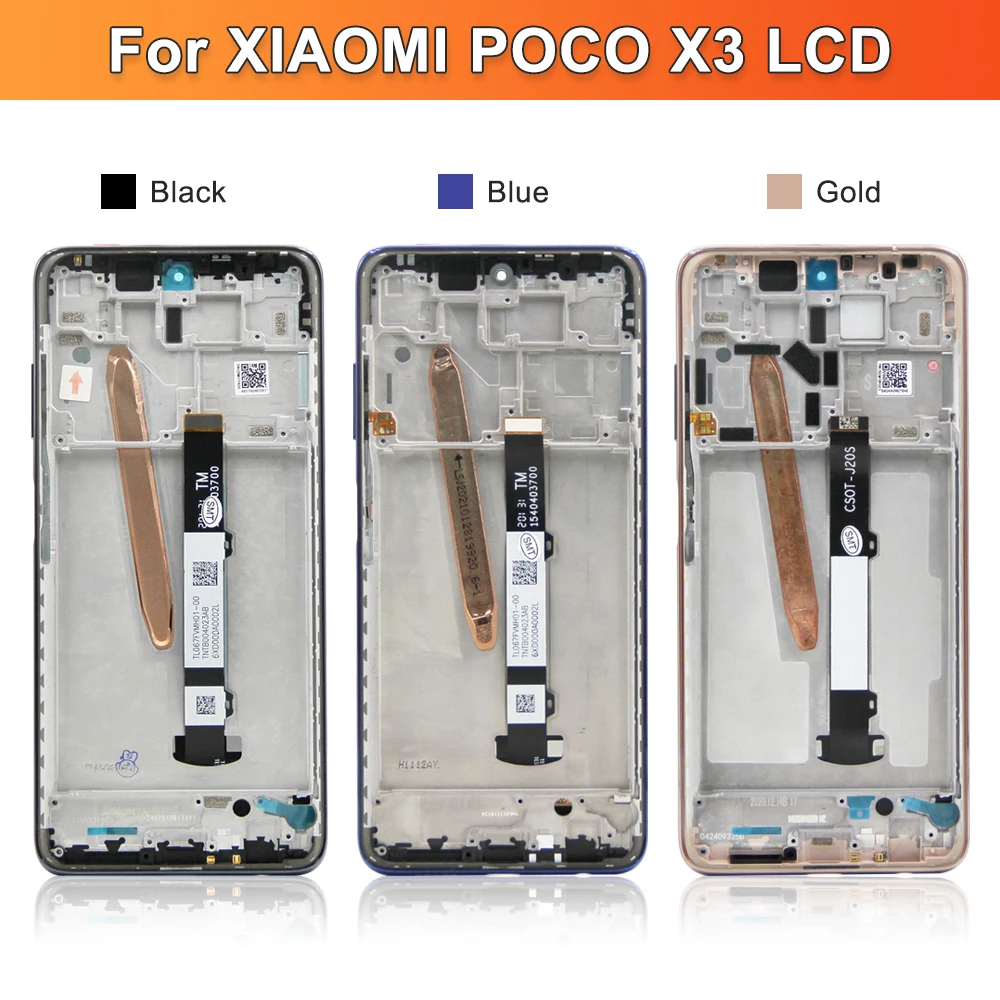 6.67\'\' Poco X3 Pro Display Screen, for Xiaomi Poco X3 Lcd Display Digital Touch Screen with Frame for Poco X3 NFC Replacement