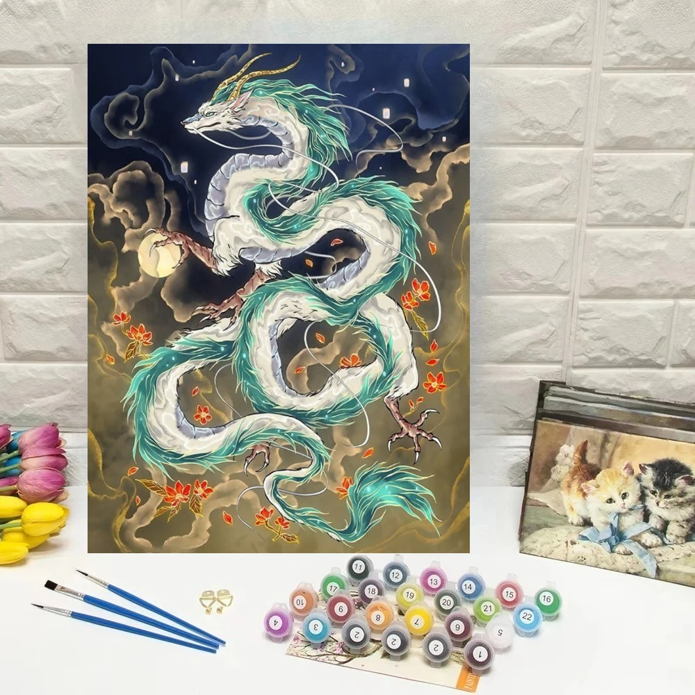 Fantasy Dragon Cloud Night Sky Oil Painting By Numbers Wall Decor for Living Room Bedroom Gift No Frame