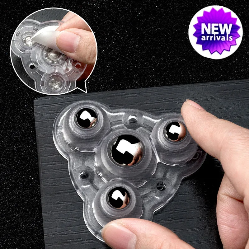 4Pcs Furniture Casters Wheels 3 Beads Heavy Duty Universal Wheel 360° Rotation Stainless Steel Strong Self Adhesive Casters Whee