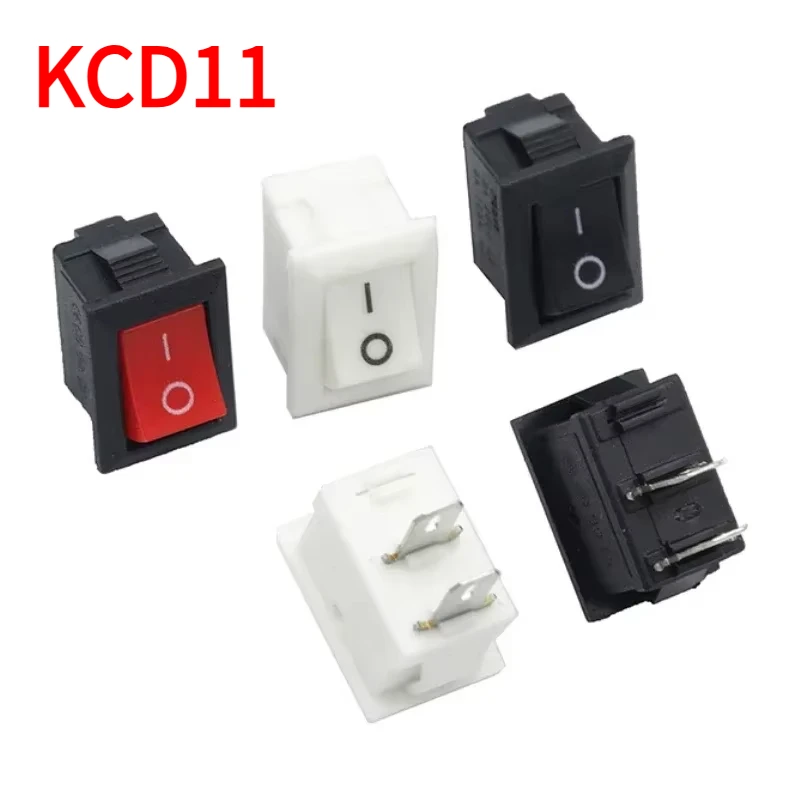 10PCS KCD11 15*10 2 Pin 3A 250V Boat Switch Red Black White Snap-in SPST ON OFF Rocker Position MINI Switch 15mmx10mm