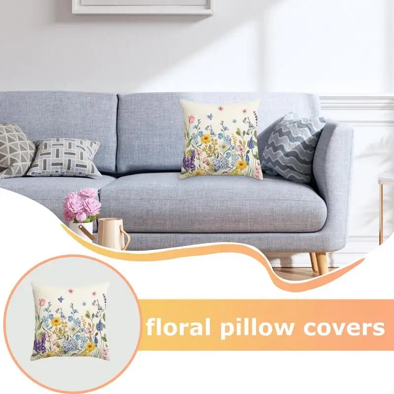 Home Decorative Pillow Cases Flower And Leaves Image Decorative Pillowcases Breathable Skin-Friendly Cushion Case For Family