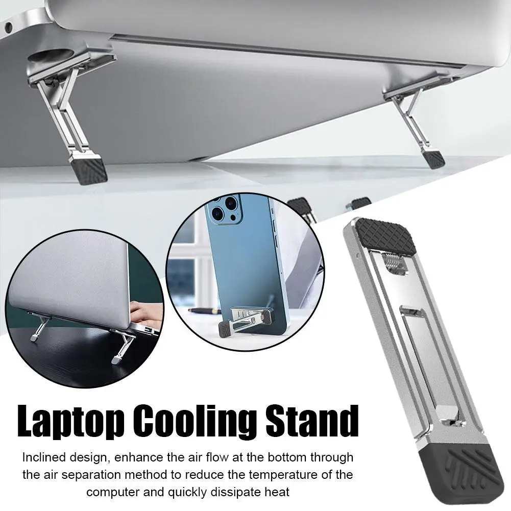 Laptop Phone Back Mount Phone Holder Compact And Portable Alloy Folding Horizontal And Vertical Placement Fingertip Holder