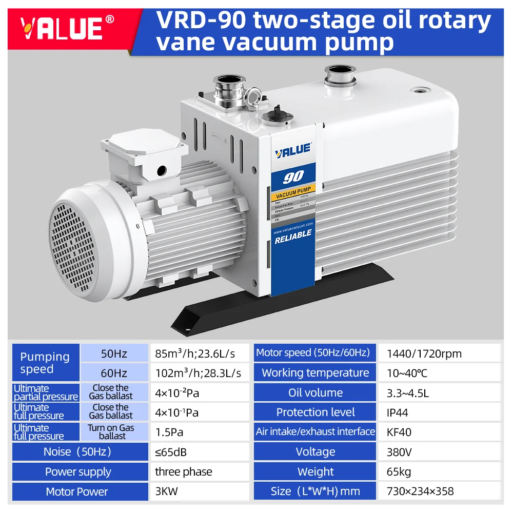 VRD-90 380V Industrial Air Pump 85m3/h Two-Stage Sliding Rotary Vane Vacuum Pump With 3kw Power Corrosion Resistant