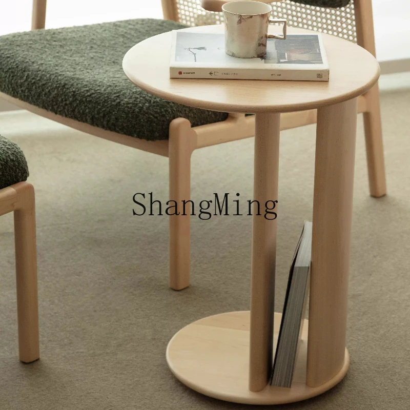 

LXY household simple movable coffee table solid wood small table entrance sofa side table