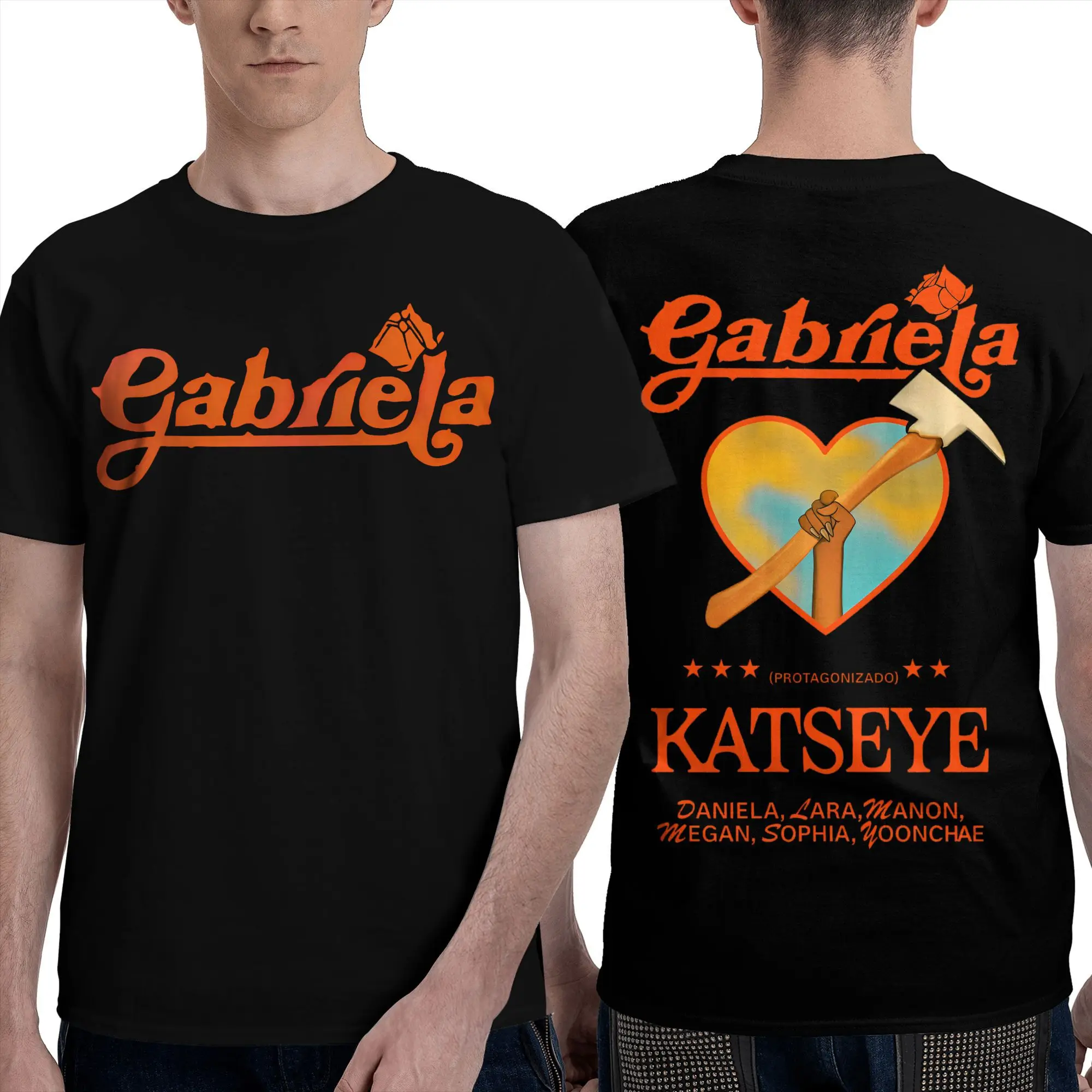 Katseye غابريلا جولة القطن تي شيرت للرجال الصيف Y2K مضحك تي شيرت س الرقبة الهيب هوب تي شيرت المتضخم بلايز رخيصة