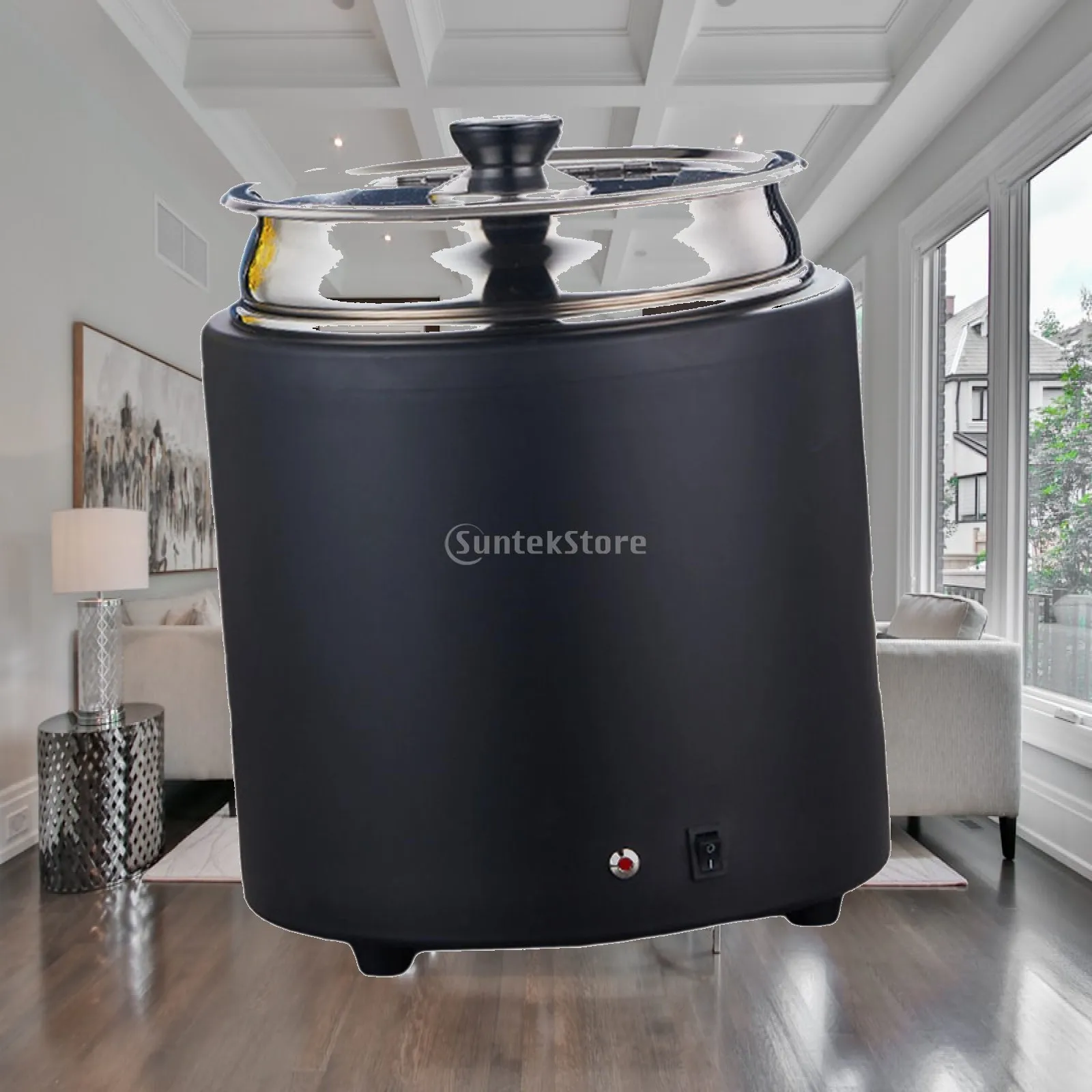 Electric Stainless Steel Soup Pot 11L Portable Easy to Use Soup Kettle Warmer for Porridges Stews Making Soups Large Families