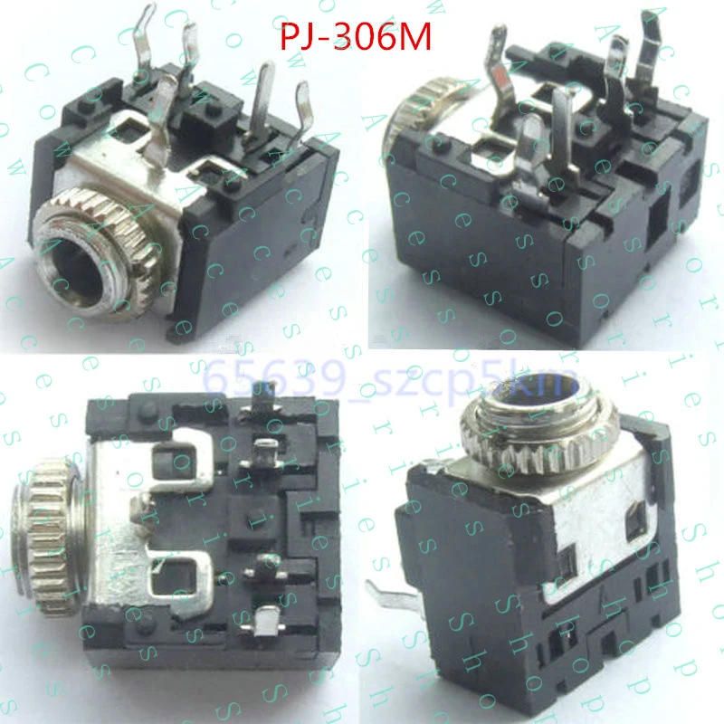 PP+ 10Pcs 3.5mm Female Audio Connector 5 Pin DIP Stereo Headphone Jack PJ-306M