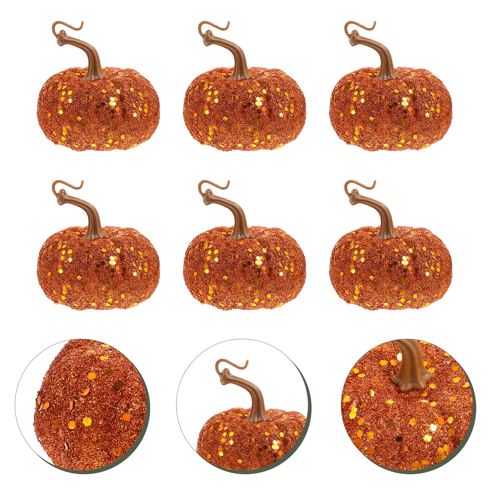 

6Pcs Fake Pumpkin Decor Hanging Glitter Foams Pumpkin for Halloween Party Supplies Festive Atmosphere Centerpiece Craft