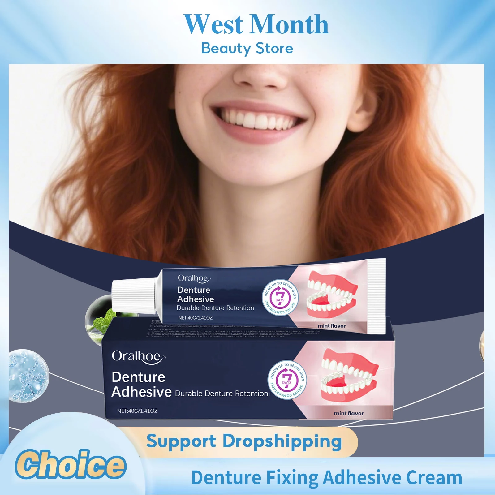 

Denture Fixing Adhesive Cream Prevent Fake Tooth Loosen Long-Lasting Adhesive Extra Strong Glues Comfortable Gentle Denture Care