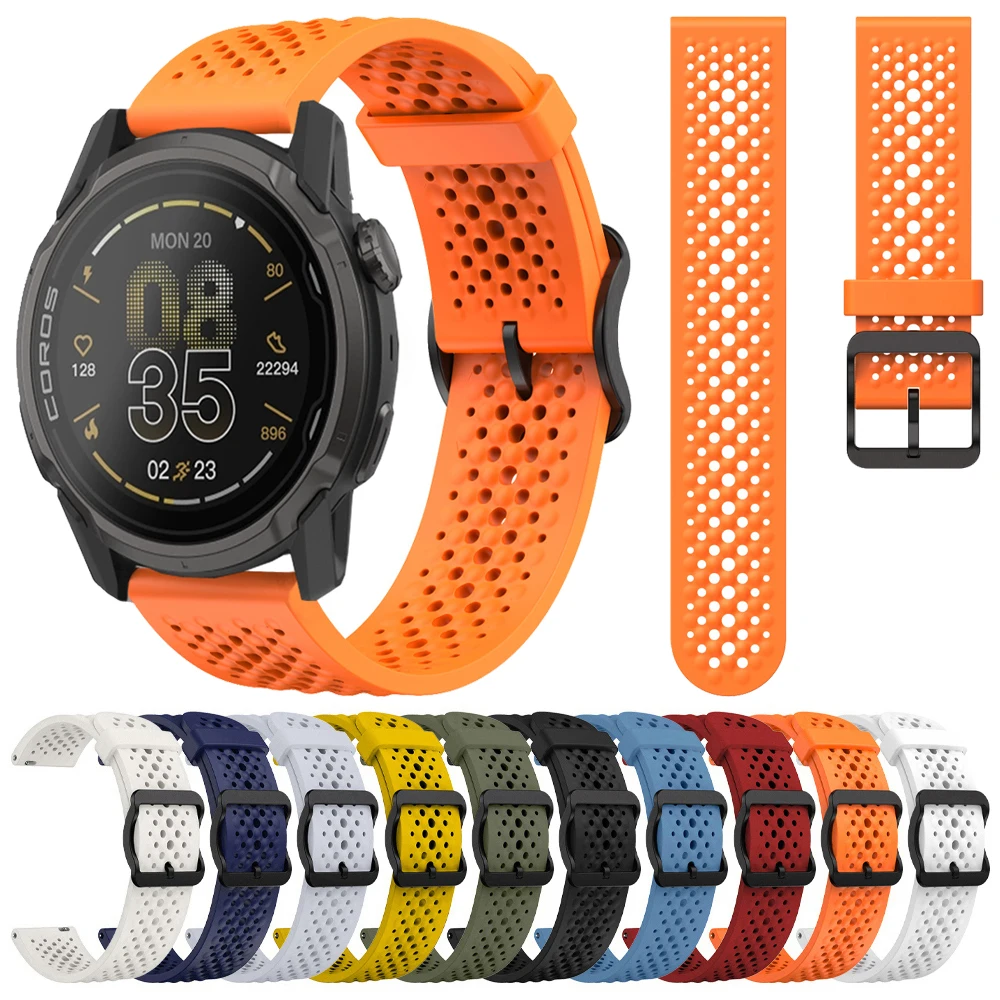 حزام سيليكون قابل للتنفس 22 مللي متر لسوار COROS APEX 4 42 مللي متر/APEX 2 Pro/PACE 3/APEX 46 مللي متر لسوار SUUNTO Ocean RACE RUN/S