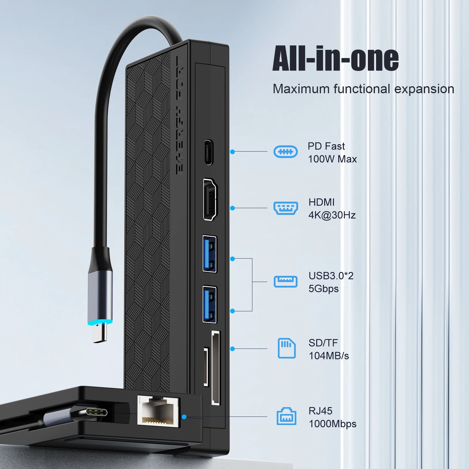 USB 3.0 USB C Hub 5Gpbs High Speed 1000Mbps Ethernet RJ45 Gigabit Type C to HDMI 4K OTG Adapter Splitter for Laptop