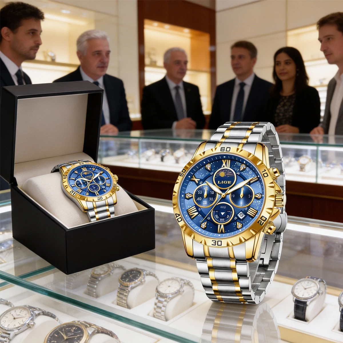 

LIGE Роскошные модные мужские часы, водостойкие светящиеся часы с хронографом из нержавеющей стали для мужчин, спортивные уличные мужские кварцевые наручные часы