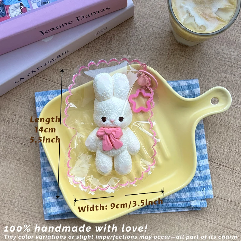 Bow Bunny Food-grade Silicone Taba Squishy, Office Stress Relief Creamy Soft Handmade Squeeze Toy, Christmas Easter Gift