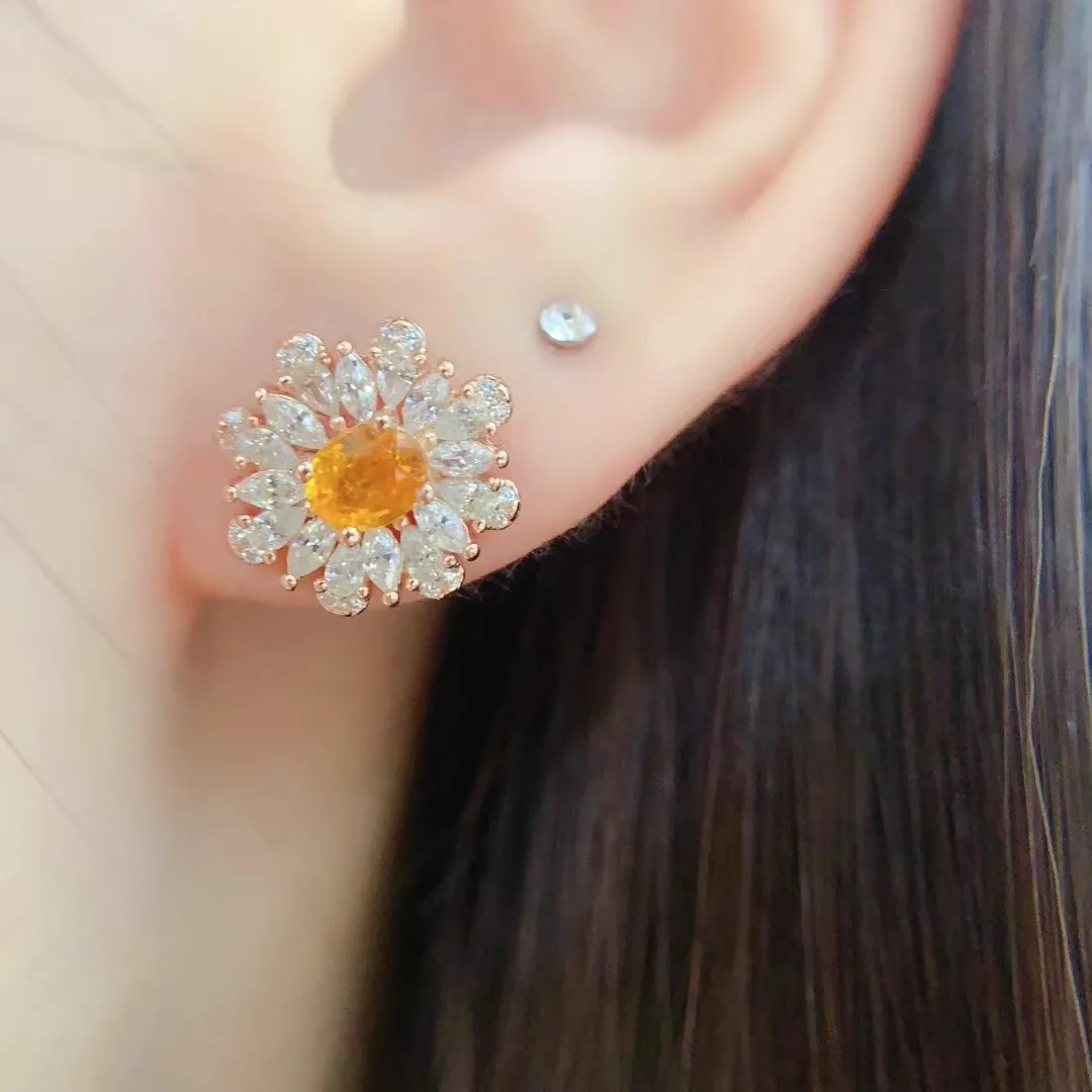 KJJEAXCMY High End Women's EarringsNatural Yellow Sapphire S925 Silver with Electroplating Boasting High Clarity Full Brilliance