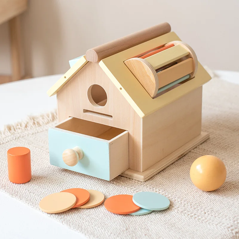 Maison en bois Montessori pour enfant, jouets d'exercice de Coordination œil-main, Cognition de la forme des couleurs, jouets d'éducation précoce, cadeau pour bébé