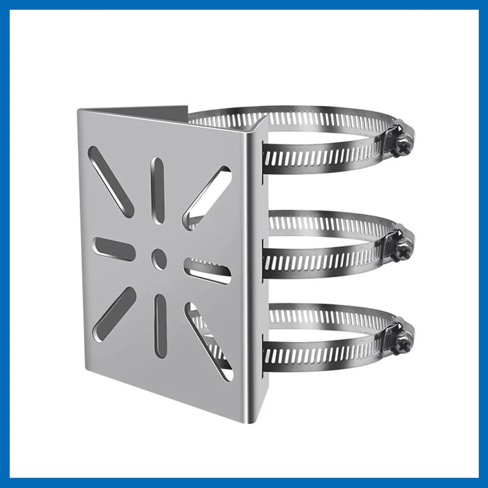 1 Set For Outdoor Pole Monitoring Bracket Univsesial Adapter Plate 100/200mm Long Hoop With Stainless Steel Camera Mount Panel