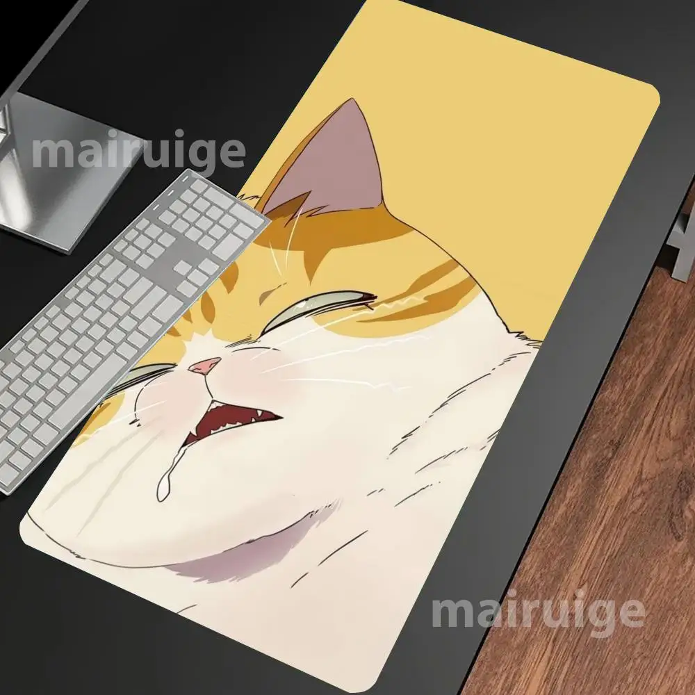 

Коврик для мыши с мультяшным котом Kawaii, большой коврик для компьютерной офисной игры, настольный коврик XXL, резиновые нескользящие коврики для клавиатуры с прошитыми краями, длинные настольные коврики