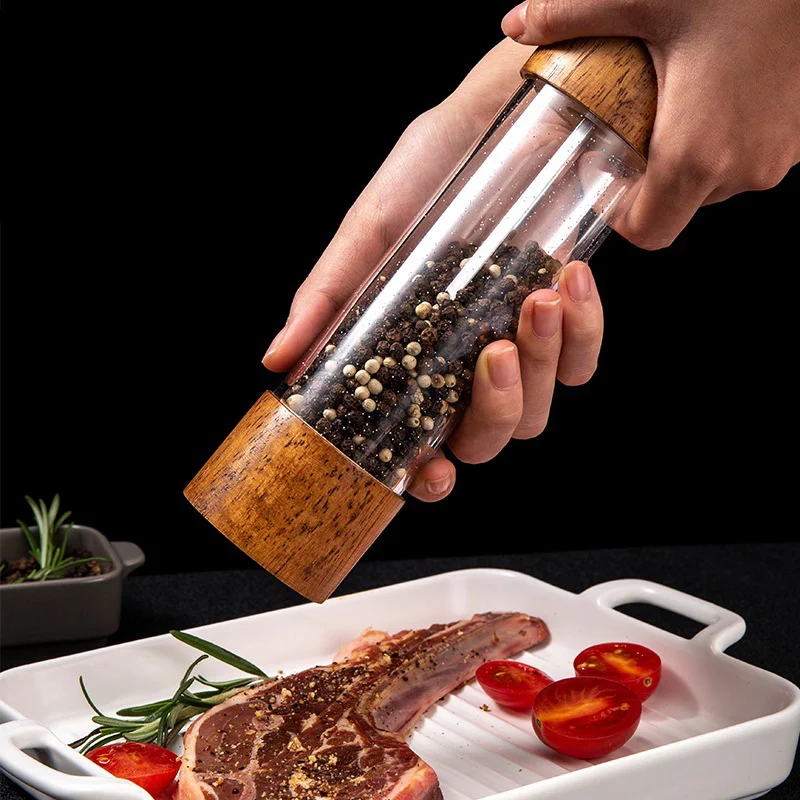 6/8Inch Pepper Grinder Multifunctional Grinder Hand Crank Grinder Sea Salt Pepper Cumin Solid Wood Kitchen Solid Seasoning Tools