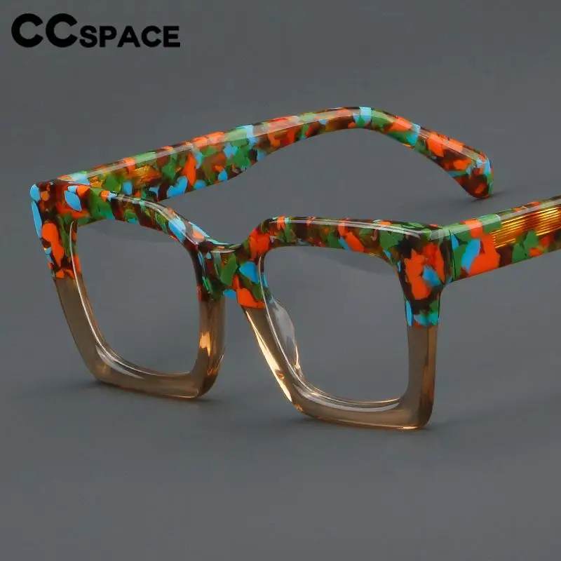 56909 New Fashion Colorful Acetate Optical Spectacle Frame Women Large Size Vintage Glasses Frame Men Prescription Spectacles