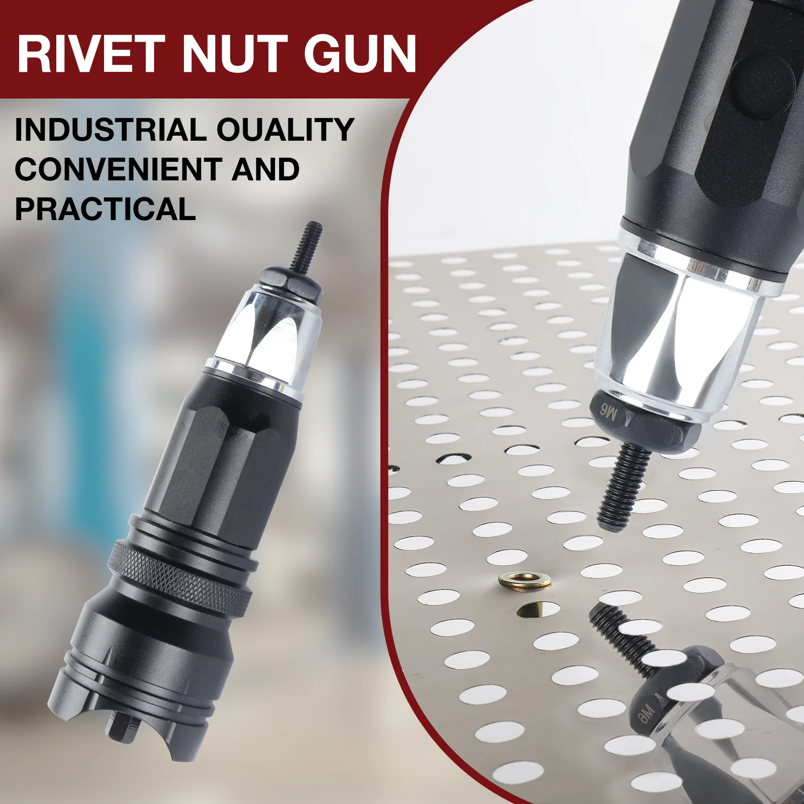Wear Resistant Electric Rivet Nut Converter Insertion Fast Riveting Highly Accurate Stable M3-M10 Mandrel for DIY/Home/Carpentry