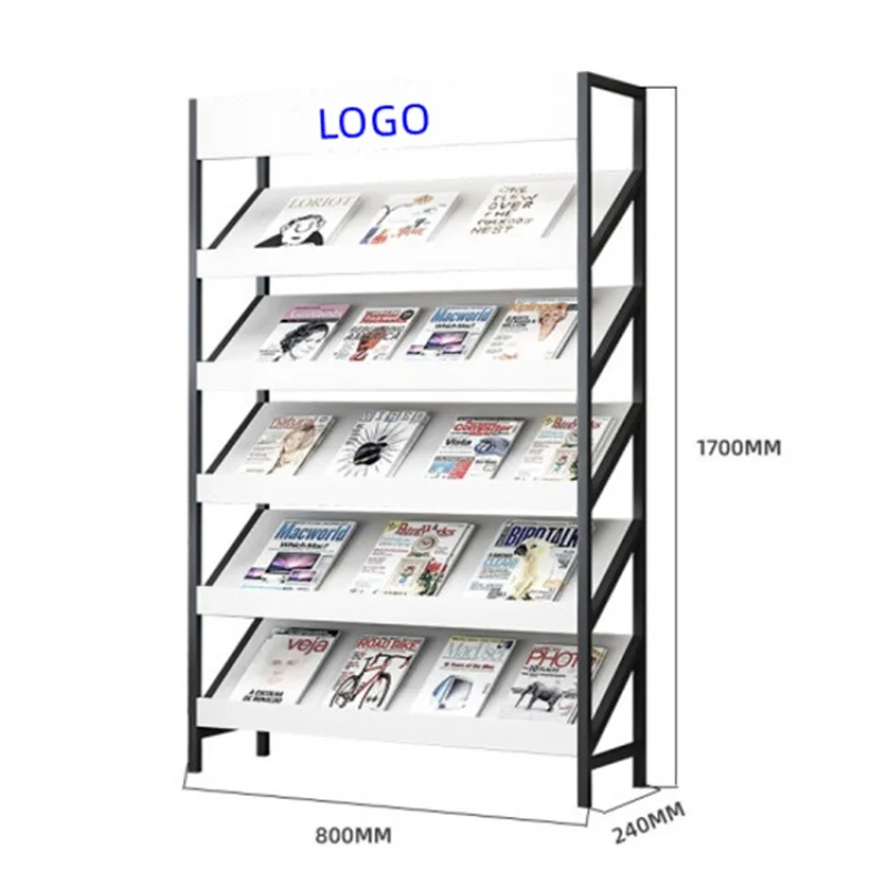 Revista Vertical Display Rack, Cremalheira De Parede De Malha, Metal, 5 Níveis, Personalizado, Melhor Venda